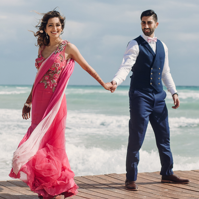 Indian couple in traditional wedding attire
